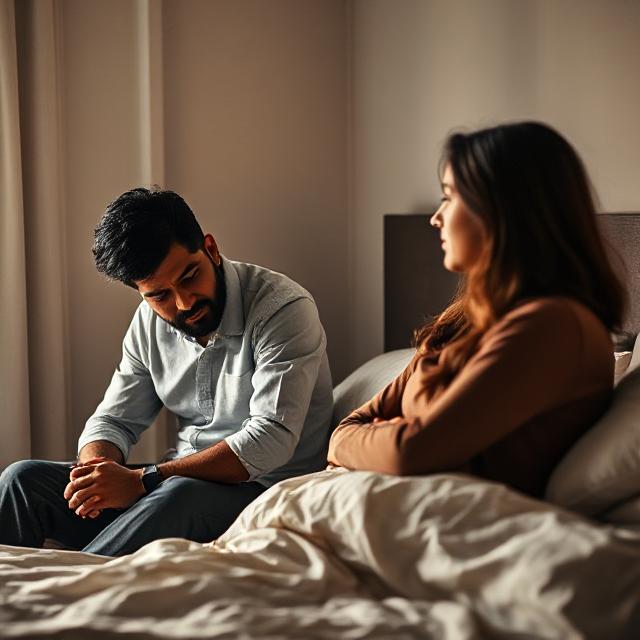 Indian couple showing emotional distance due to premature ejaculation.