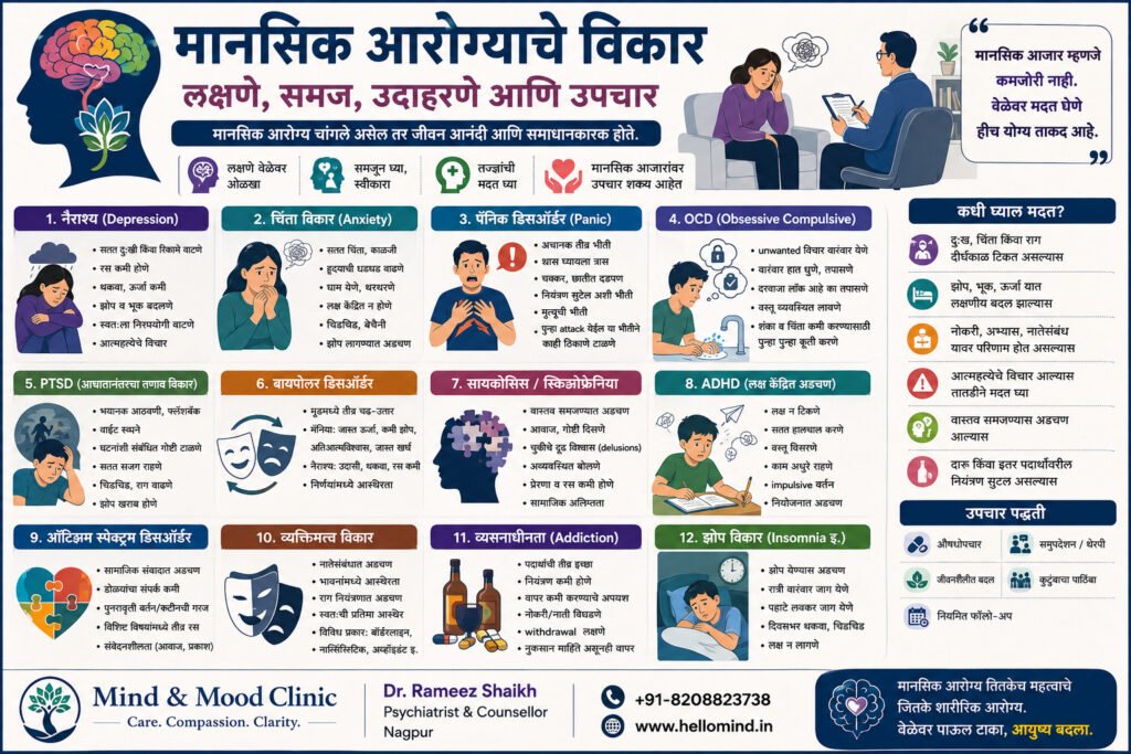 मानसिक आरोग्याचे विविध विकार आणि त्यांची लक्षणे – नागपूरमधील Psychiatrist