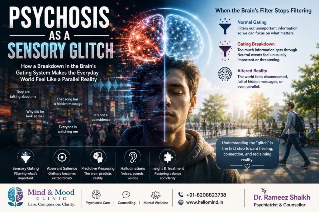 Psychosis as a sensory glitch showing altered perception, sensory filtering and reality processing